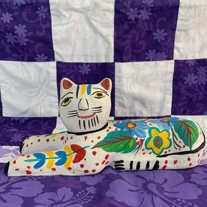 Handpainted Folk Art Cat Sculpture